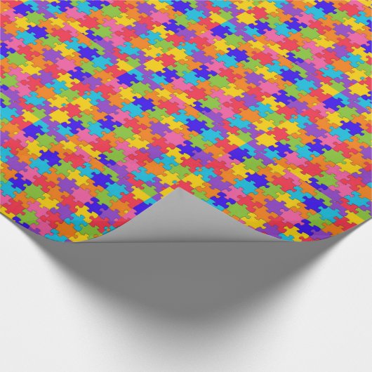 Colorful Jigzaag Puzzle Pieks Happy Puzzler Cadeaupapier (Hoek)