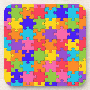 Colorful Jigzaag Puzzle Pieks Happy Puzzler Drankjes Onderzetter