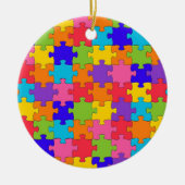 Colorful Jigzaag Puzzle Pieks Happy Puzzler Keramisch Ornament (Voorkant)