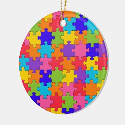 Colorful Jigzaag Puzzle Pieks Happy Puzzler Keramisch Ornament (Links)