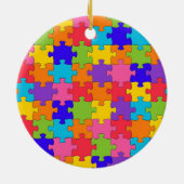 Colorful Jigzaag Puzzle Pieks Happy Puzzler Keramisch Ornament (Achterkant)