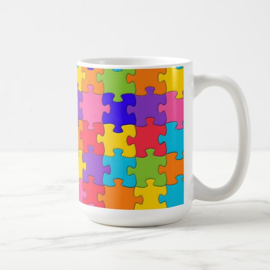 Colorful Jigzaag Puzzle Pieks Happy Puzzler Koffiemok (Rechts)