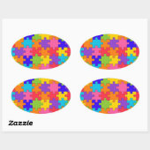 Colorful Jigzaag Puzzle Pieks Happy Puzzler Ovale Sticker (Vel)