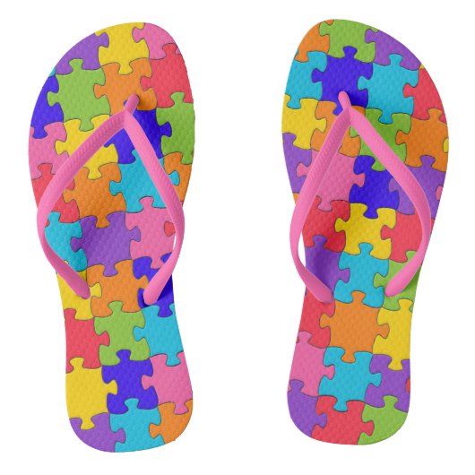 Colorful Jigzaag Puzzle Teenslippers (Voetbed)