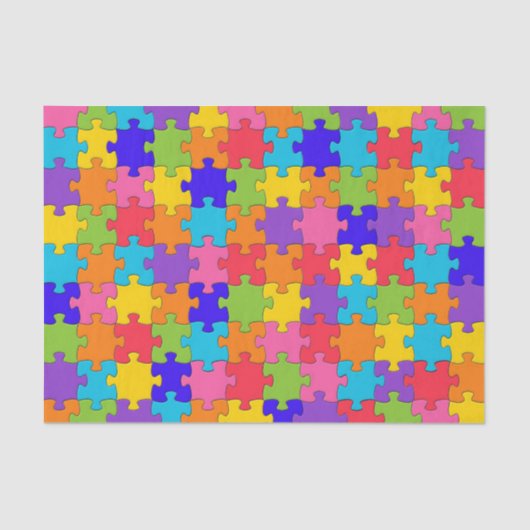 Colorful Jigzaag Puzzle Tissuepapier (Voorkant)