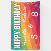Colorful Joint Twin Birthday Party Spandoek (Verticaal)