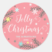 Colorful Jolly Kerstfeestay Gift Ronde Sticker (Voorkant)
