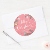 Colorful Jolly Kerstfeestay Gift Ronde Sticker (Envelop)