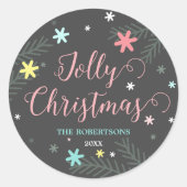 Colorful Jolly Kerstfeestay Gift Ronde Sticker (Voorkant)