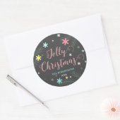 Colorful Jolly Kerstfeestay Gift Ronde Sticker (Envelop)