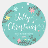 Colorful Jolly Kerstfeestay Gift Ronde Sticker (Voorkant)