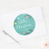 Colorful Jolly Kerstfeestay Gift Ronde Sticker (Envelop)