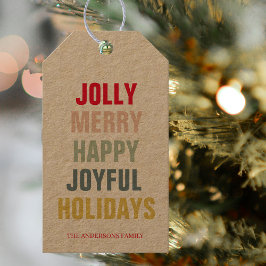 Colorful Jolly Merry Happy Joyful Feestdagen Cadeaulabel
