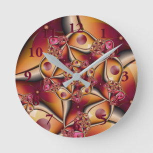 Colorful Joy Abstract Red Orange Fantasy Fractal Ronde Klok