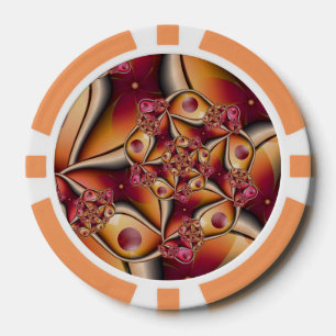 Colorful Joy Abstract Red Oranje Fantasy Fractal Poker Chips