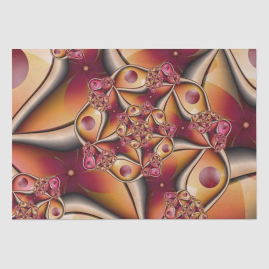 Colorful Joy Abstract Red Oranje Fantasy Fractal Tissuepapier (Voorkant)