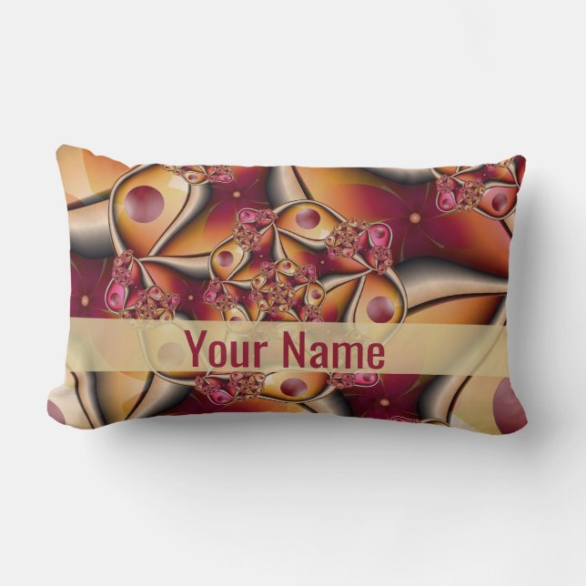Colorful Joy Abstract Red Oranje Fantasy Name Kussen (Voorkant)