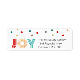 Colorful JOY Modern Confetti Stippen Holiday Etiket