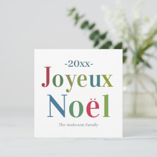 Colorful Joyeux Noel French Kerstmis Notitiekaartje