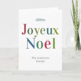 Colorful Joyeux Noel French Kerstmis Notitiekaartje