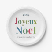 Colorful Joyeux Noel French Kerstmis Papieren Bordje (Voorkant)