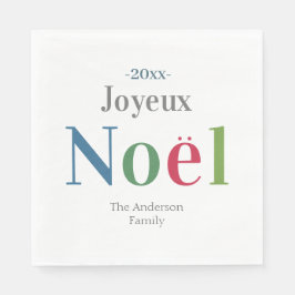 Colorful Joyeux Noel French Kerstmis Servet