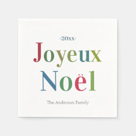Colorful Joyeux Noel French Kerstmis Servet