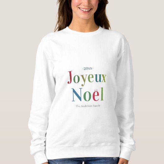 Colorful Joyeux Noel French Kerstmis Trui (Voorkant)