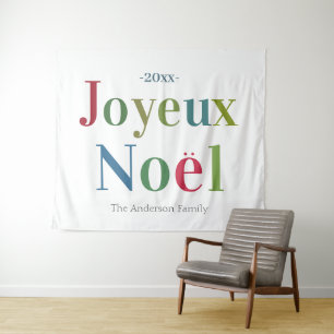 Colorful Joyeux Noel French Kerstmis Wandkleed