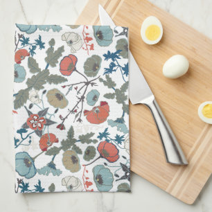 Colorful Joyful Blue Oranje Green Floral Theedoek
