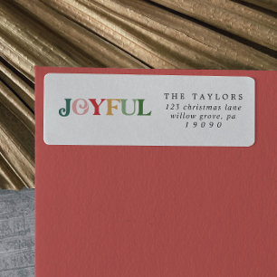 Colorful Joyful-label voor kerstterugzending Etiket