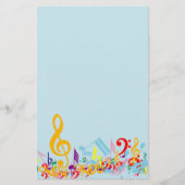 Colorful Jumked Musical Notes Briefpapier (Voorkant)