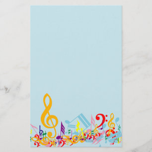 Colorful Jumked Musical Notes Briefpapier