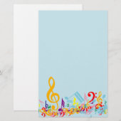 Colorful Jumked Musical Notes Briefpapier (Voorkant / Achterkant)