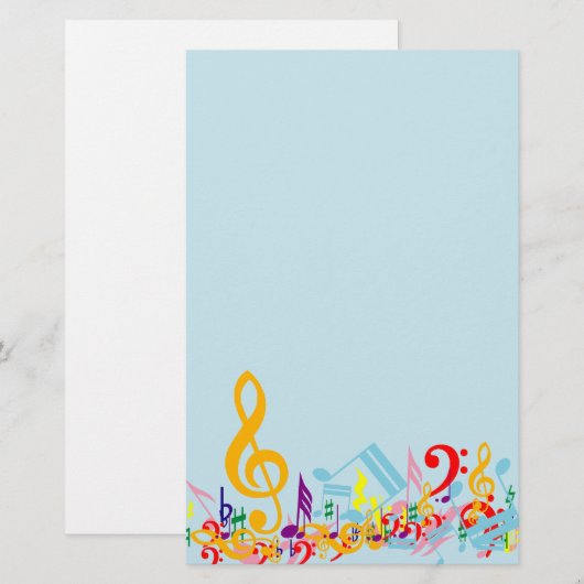 Colorful Jumked Musical Notes Briefpapier (Voorkant / Achterkant)