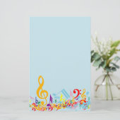 Colorful Jumked Musical Notes Briefpapier (Staand voorkant)