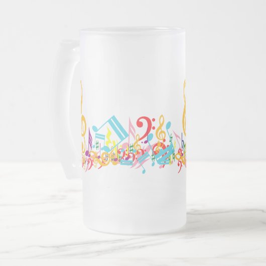 Colorful Jumked Musical Notes Matglas Bierpul (Voorkant links)