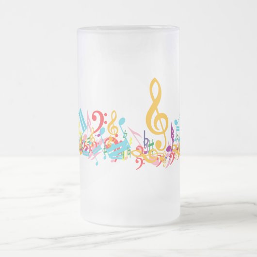 Colorful Jumked Musical Notes Matglas Bierpul (Center)