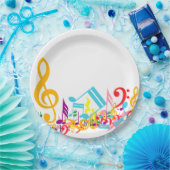 Colorful Jumked Musical Notes Papieren Bordje (Feest)