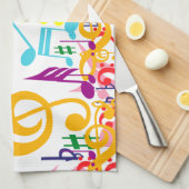 Colorful Jumked Musical Notes Theedoek (Quarter Fold)