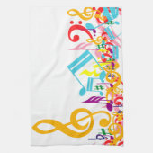 Colorful Jumked Musical Notes Theedoek (Verticaal)