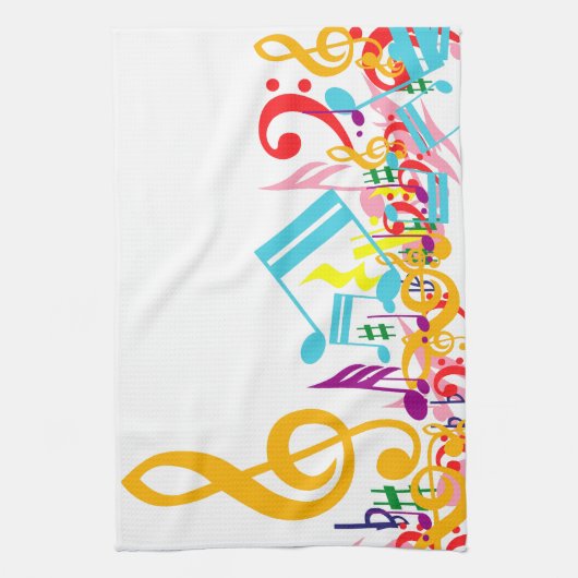 Colorful Jumked Musical Notes Theedoek (Verticaal)