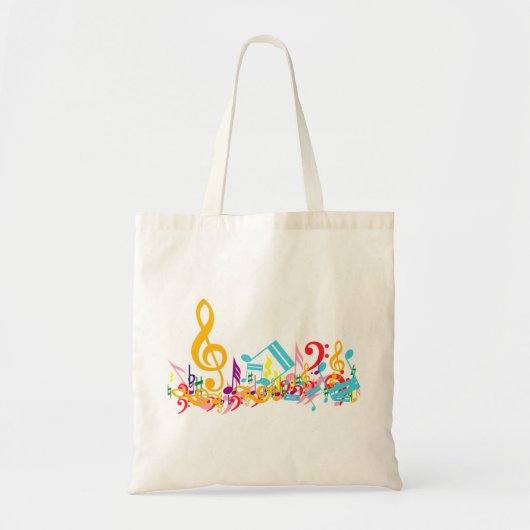 Colorful Jumked Musical Notes Tote Bag (Voorkant)