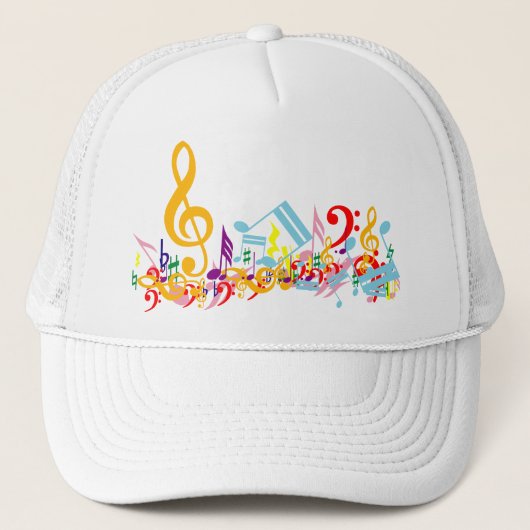 Colorful Jumked Musical Notes Trucker Pet (Voorkant)