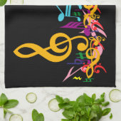 Colorful Jumked-Muzieknoten op zwart Theedoek (Gevouwen)