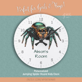 Colorful Jumping Spider Kid's Room Ronde Klok