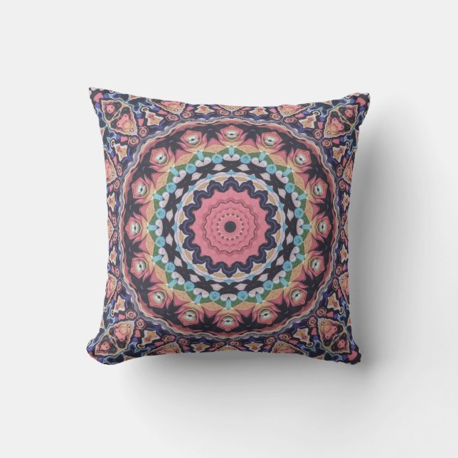 Colorful Kaleidoscope Mandala Kussen (Voorkant)