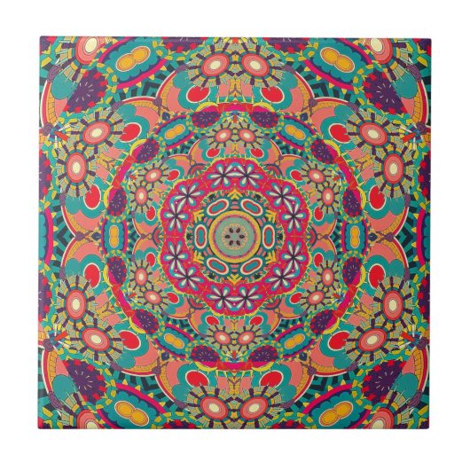 Colorful  Kaleidoscope Mandala Pattern Tegeltje (Voorkant)