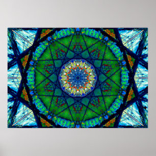 Colorful Kaleidoscopic Mosaic   Abstract Mandala Poster