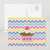 Colorful Kawaii Cupcake on Chevrons Briefkaart (Voorkant / Achterkant)